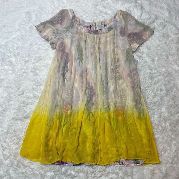 HD in Paris Anthropologie Floral Yellow Ombre Dress Size 12 Summer - Picture 4 of 11